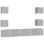 vidaXL Set dulap TV, 6 piese, gri beton, lemn prelucrat vidaXL Set dulap TV, 6 piese, gri beton, lemn prelucrat
