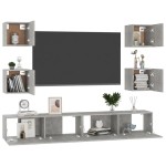 vidaXL Set dulap TV, 6 piese, gri beton, lemn prelucrat vidaXL Set dulap TV, 6 piese, gri beton, lemn prelucrat