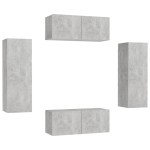 vidaXL Set de dulapuri TV, 4 piese, gri beton, lemn prelucrat vidaXL Set de dulapuri TV, 4 piese, gri beton, lemn prelucrat
