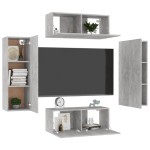 vidaXL Set de dulapuri TV, 4 piese, gri beton, lemn prelucrat vidaXL Set de dulapuri TV, 4 piese, gri beton, lemn prelucrat