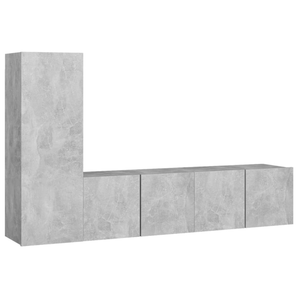 vidaXL Set de dulapuri TV, 3 piese, gri beton, lemn prelucrat