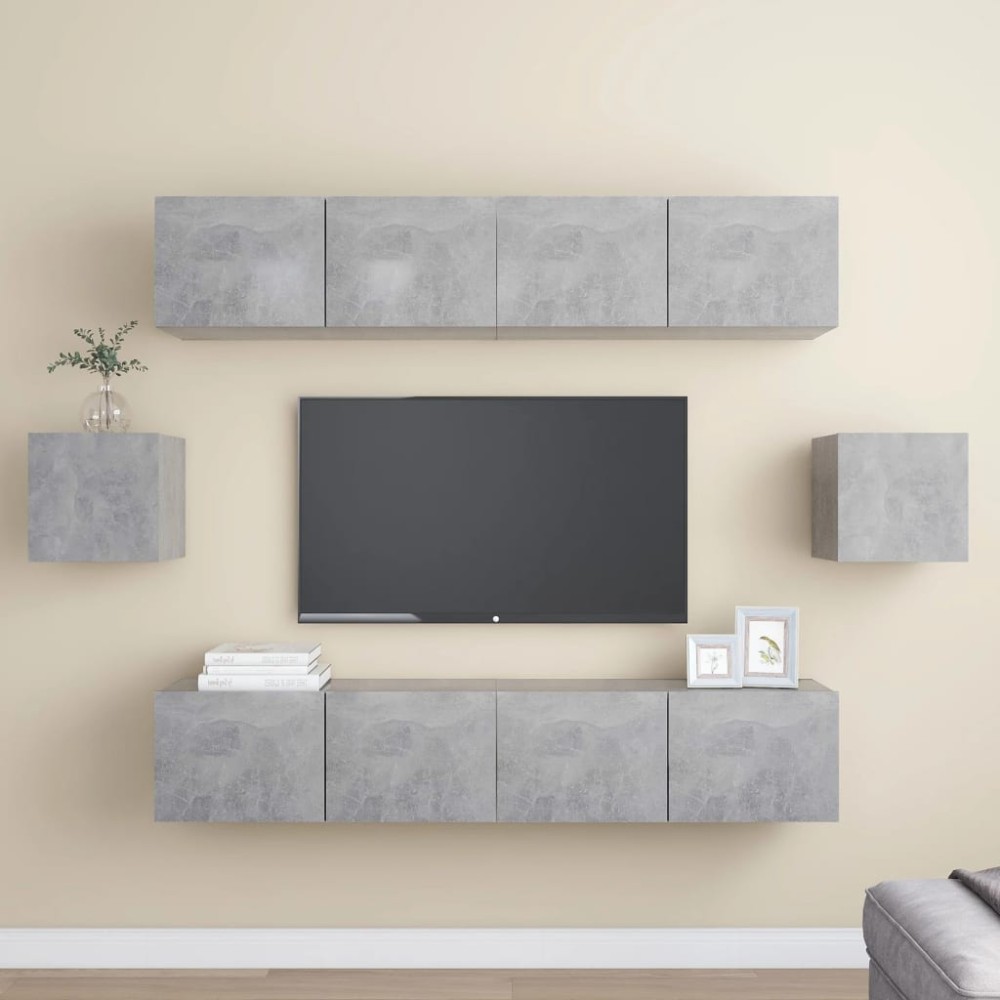 vidaXL Set de dulapuri TV, 6 piese, gri beton, lemn prelucrat