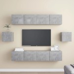 vidaXL Set de dulapuri TV, 6 piese, gri beton, lemn prelucrat vidaXL Set de dulapuri TV, 6 piese, gri beton, lemn prelucrat