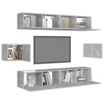 vidaXL Set de dulapuri TV, 6 piese, gri beton, lemn prelucrat vidaXL Set de dulapuri TV, 6 piese, gri beton, lemn prelucrat