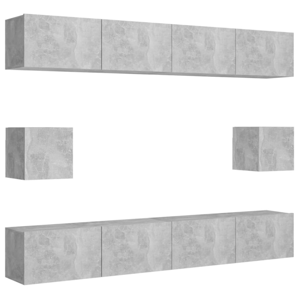 vidaXL Set de dulapuri TV, 6 piese, gri beton, lemn prelucrat