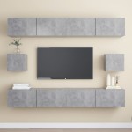 vidaXL Set de dulapuri TV, 6 piese, gri beton, lemn prelucrat vidaXL Set de dulapuri TV, 6 piese, gri beton, lemn prelucrat
