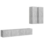vidaXL Set de dulapuri TV, 4 piese, gri beton, lemn prelucrat vidaXL Set de dulapuri TV, 4 piese, gri beton, lemn prelucrat