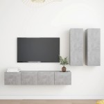 vidaXL Set de dulapuri TV, 4 piese, gri beton, lemn prelucrat vidaXL Set de dulapuri TV, 4 piese, gri beton, lemn prelucrat