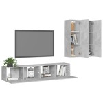vidaXL Set de dulapuri TV, 4 piese, gri beton, lemn prelucrat vidaXL Set de dulapuri TV, 4 piese, gri beton, lemn prelucrat