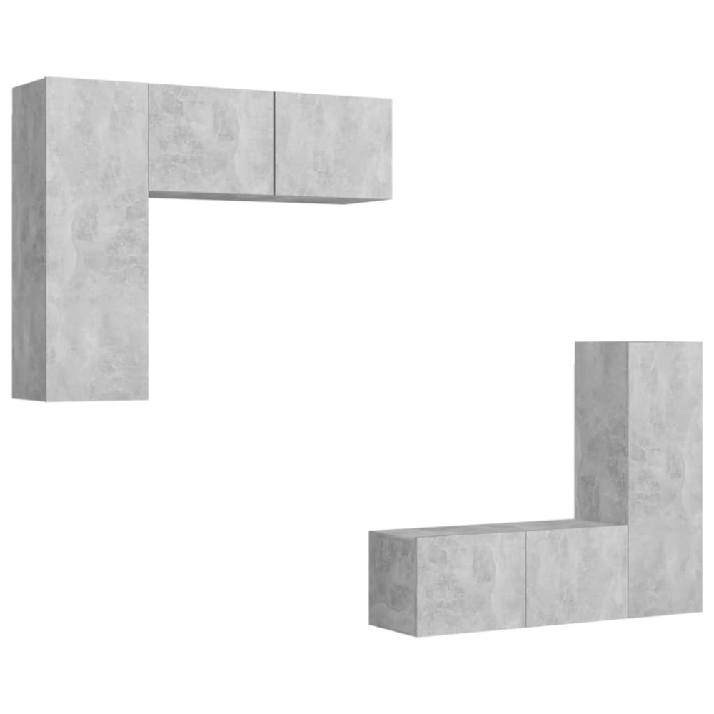 vidaXL Set de dulapuri TV, 4 piese, gri beton, lemn prelucrat