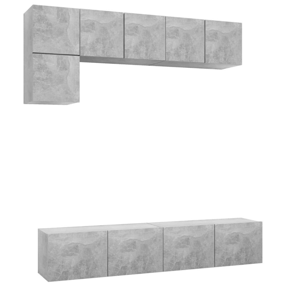 vidaXL Set de dulapuri TV, 5 piese, gri beton, lemn prelucrat