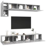 vidaXL Set de dulapuri TV, 5 piese, gri beton, lemn prelucrat vidaXL Set de dulapuri TV, 5 piese, gri beton, lemn prelucrat