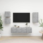 vidaXL Set de dulapuri TV, 5 piese, gri beton, lemn prelucrat vidaXL Set de dulapuri TV, 5 piese, gri beton, lemn prelucrat