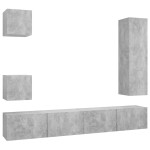 vidaXL Set de dulapuri TV, 5 piese, gri beton, lemn prelucrat vidaXL Set de dulapuri TV, 5 piese, gri beton, lemn prelucrat