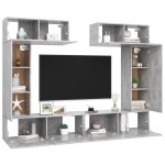 vidaXL Set de dulapuri TV, 6 piese, gri beton, lemn prelucrat vidaXL Set de dulapuri TV, 6 piese, gri beton, lemn prelucrat