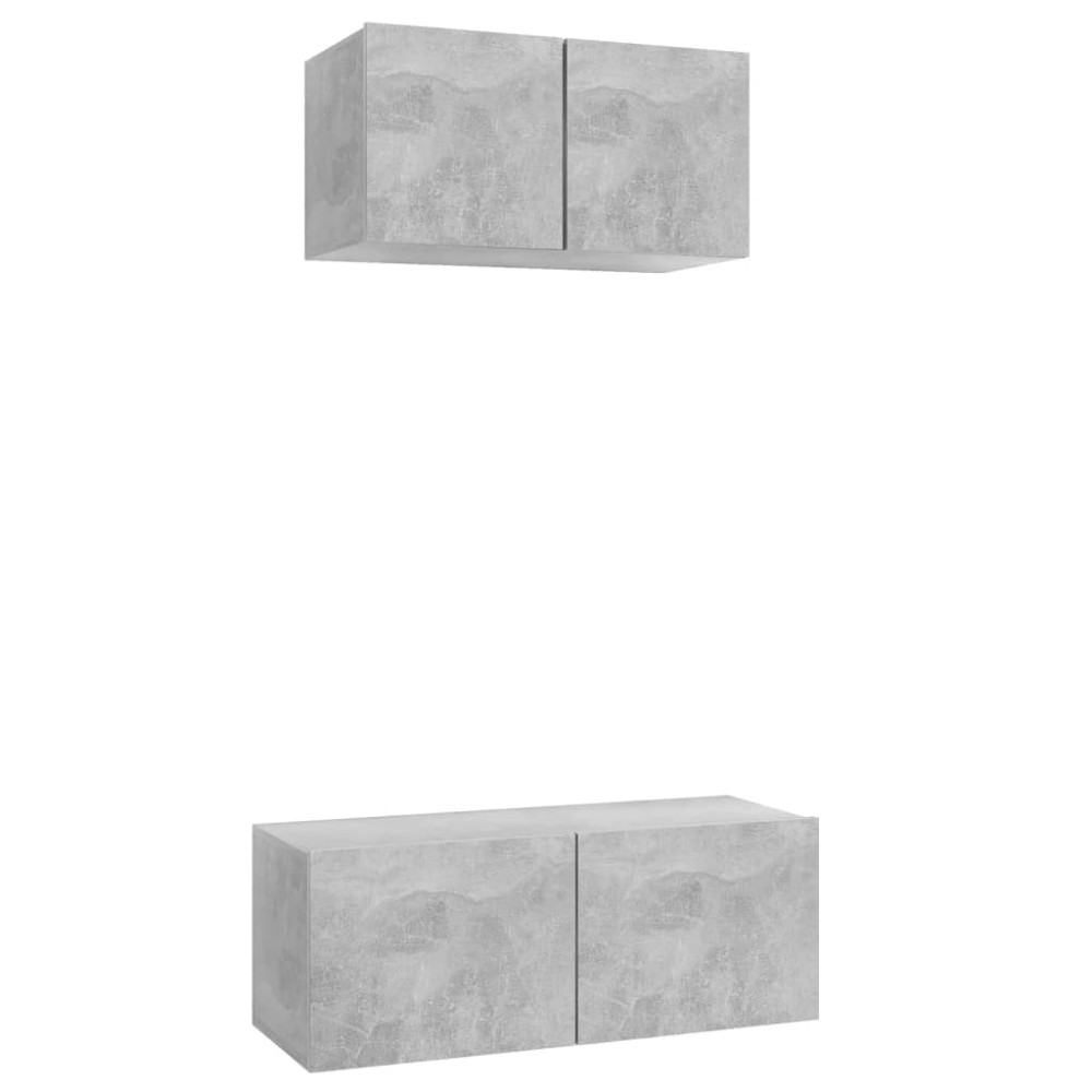 vidaXL Set de dulapuri TV, 2 piese, gri beton, lemn prelucrat