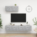 vidaXL Set de dulapuri TV, 3 piese, gri beton, lemn prelucrat vidaXL Set de dulapuri TV, 3 piese, gri beton, lemn prelucrat