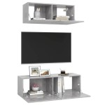 vidaXL Set de dulapuri TV, 2 piese, gri beton, lemn prelucrat