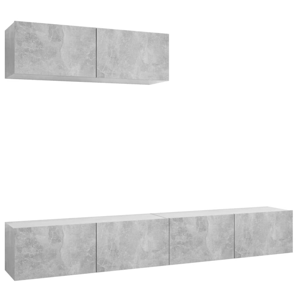 vidaXL Set de dulapuri TV, 3 piese, gri beton, lemn prelucrat