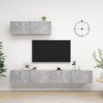 vidaXL Set de dulapuri TV, 3 piese, gri beton, lemn prelucrat vidaXL Set de dulapuri TV, 3 piese, gri beton, lemn prelucrat