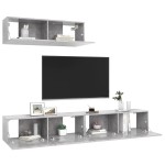 vidaXL Set de dulapuri TV, 3 piese, gri beton, lemn prelucrat vidaXL Set de dulapuri TV, 3 piese, gri beton, lemn prelucrat