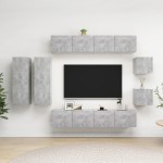 vidaXL Set de dulapuri TV, 8 piese, gri beton, lemn prelucrat vidaXL Set de dulapuri TV, 8 piese, gri beton, lemn prelucrat
