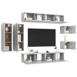 vidaXL Set de dulapuri TV, 8 piese, gri beton, lemn prelucrat vidaXL Set de dulapuri TV, 8 piese, gri beton, lemn prelucrat