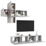 vidaXL Set de dulapuri TV, 7 piese, gri beton, lemn prelucrat