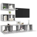 vidaXL Set de dulapuri TV, 4 piese, gri beton, lemn prelucrat vidaXL Set de dulapuri TV, 4 piese, gri beton, lemn prelucrat