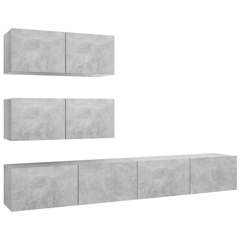 vidaXL Set de dulapuri TV, 4 piese, gri beton, lemn prelucrat