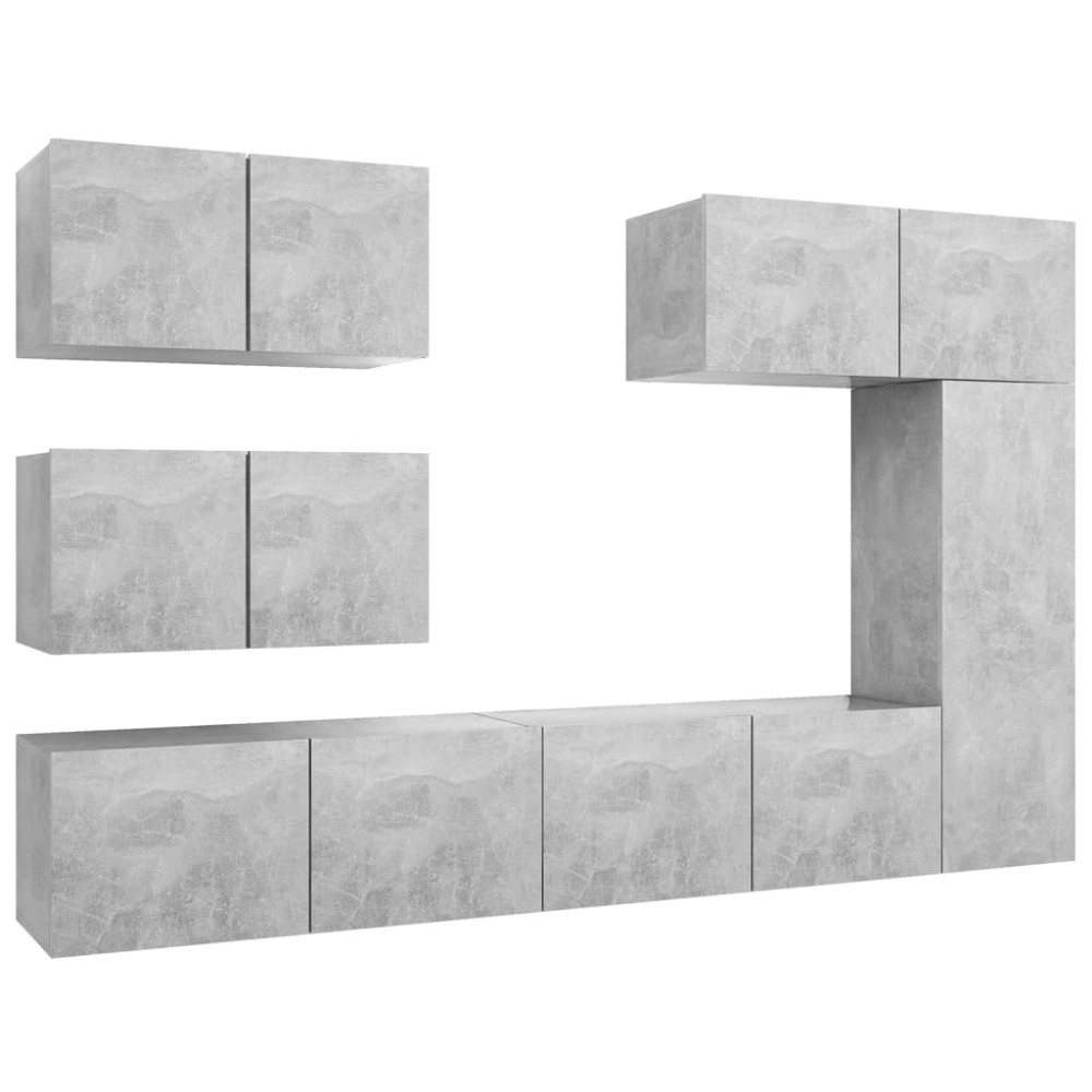 vidaXL Set de dulapuri TV, 6 piese, gri beton, lemn prelucrat