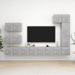 vidaXL Set de dulapuri TV, 8 piese, gri beton, lemn prelucrat vidaXL Set de dulapuri TV, 8 piese, gri beton, lemn prelucrat