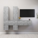 vidaXL Set de dulapuri TV, 7 piese, gri beton, lemn prelucrat vidaXL Set de dulapuri TV, 7 piese, gri beton, lemn prelucrat