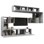vidaXL Set de dulapuri TV, 8 piese, gri beton, lemn prelucrat vidaXL Set de dulapuri TV, 8 piese, gri beton, lemn prelucrat