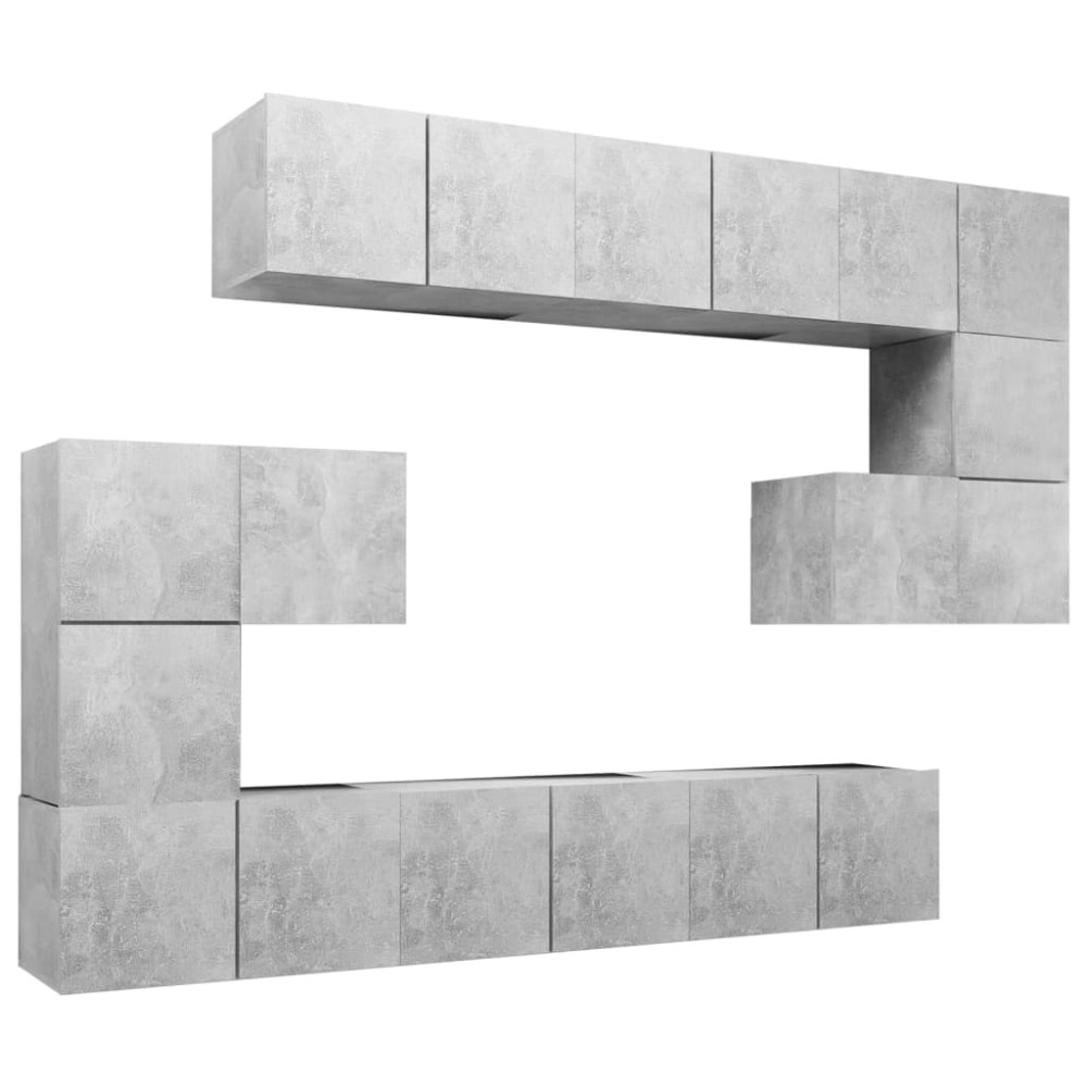 vidaXL Set de dulapuri TV, 10 piese, gri beton, lemn prelucrat
