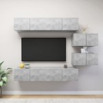 vidaXL Set de dulapuri TV, 6 piese, gri beton, lemn prelucrat vidaXL Set de dulapuri TV, 6 piese, gri beton, lemn prelucrat
