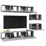 vidaXL Set de dulapuri TV, 6 piese, gri beton, lemn prelucrat vidaXL Set de dulapuri TV, 6 piese, gri beton, lemn prelucrat