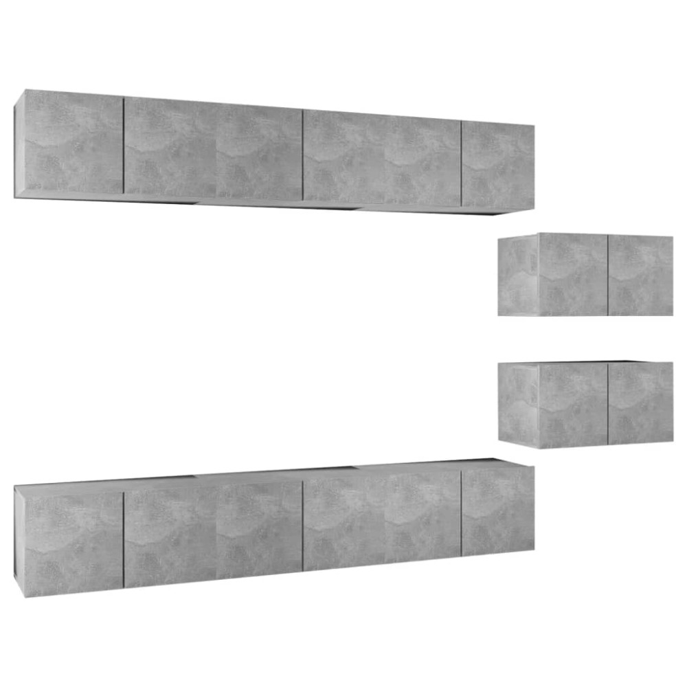 vidaXL Set de dulapuri TV, 8 piese, gri beton, lemn prelucrat