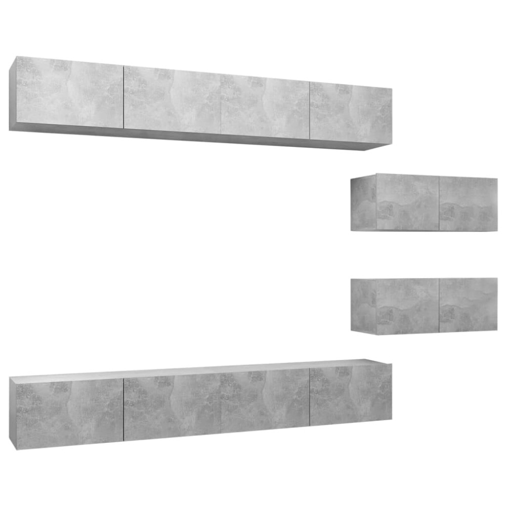 vidaXL Set de dulapuri TV, 6 piese, gri beton, lemn prelucrat