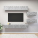 vidaXL Set de dulapuri TV, 6 piese, gri beton, lemn prelucrat vidaXL Set de dulapuri TV, 6 piese, gri beton, lemn prelucrat