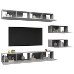 vidaXL Set de dulapuri TV, 6 piese, gri beton, lemn prelucrat vidaXL Set de dulapuri TV, 6 piese, gri beton, lemn prelucrat