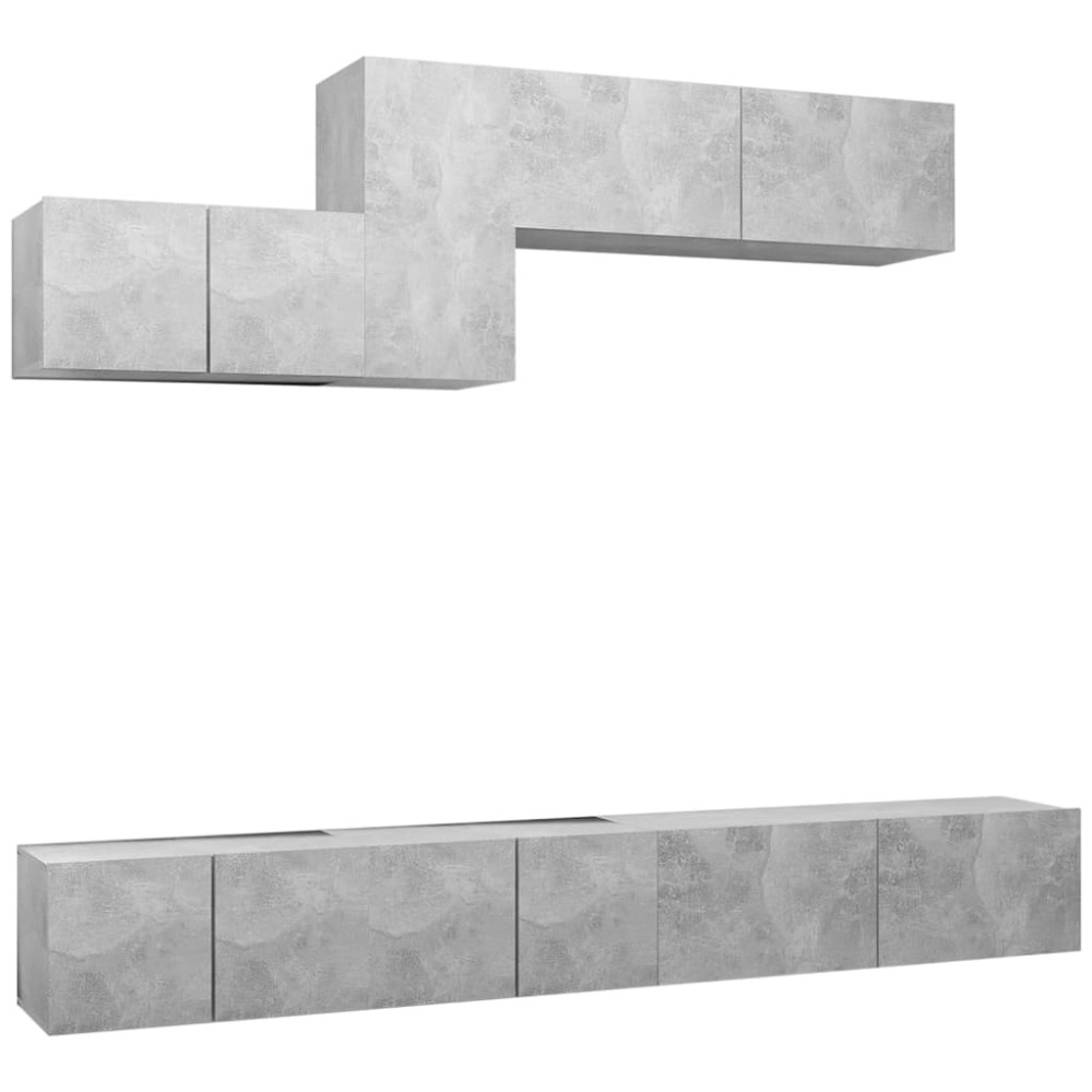 vidaXL Set de dulapuri TV, 6 piese, gri beton, lemn prelucrat
