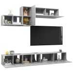 vidaXL Set de dulapuri TV, 6 piese, gri beton, lemn prelucrat