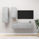 vidaXL Set de dulapuri TV, 4 piese, gri beton, lemn prelucrat vidaXL Set de dulapuri TV, 4 piese, gri beton, lemn prelucrat