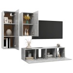 vidaXL Set de dulapuri TV, 4 piese, gri beton, lemn prelucrat vidaXL Set de dulapuri TV, 4 piese, gri beton, lemn prelucrat