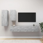 vidaXL Set de dulapuri TV, 4 piese, gri beton, lemn prelucrat vidaXL Set de dulapuri TV, 4 piese, gri beton, lemn prelucrat