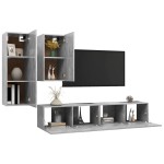 vidaXL Set de dulapuri TV, 4 piese, gri beton, lemn prelucrat vidaXL Set de dulapuri TV, 4 piese, gri beton, lemn prelucrat