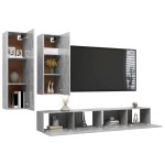 vidaXL Set de dulapuri TV, 4 piese, gri beton, lemn prelucrat vidaXL Set de dulapuri TV, 4 piese, gri beton, lemn prelucrat