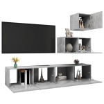 vidaXL Set de dulapuri TV, 4 piese, gri beton, lemn prelucrat vidaXL Set de dulapuri TV, 4 piese, gri beton, lemn prelucrat