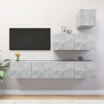 vidaXL Set de dulapuri TV, 4 piese, gri beton, lemn prelucrat vidaXL Set de dulapuri TV, 4 piese, gri beton, lemn prelucrat